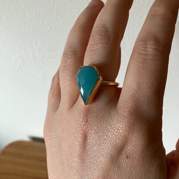 Blue/Teal Diamond-Shaped Ring - Picture 3 of 6